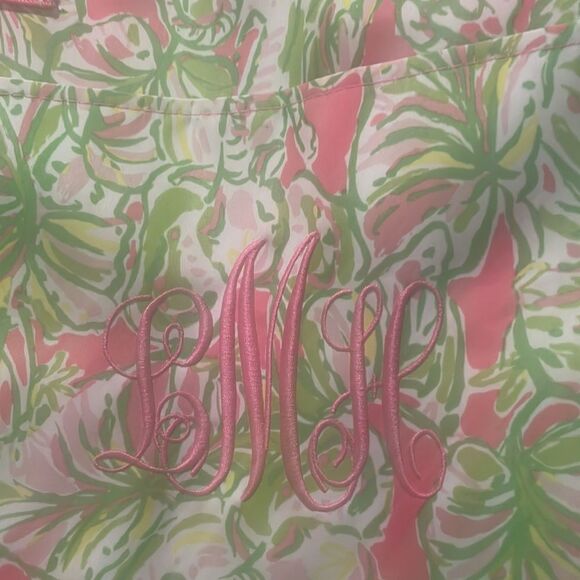 Lilly Pulitzer beach bag cooler with handles tropical print lime green and pink - Picture 4 of 10